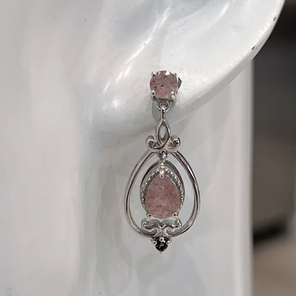 Cherry Tanzurine Brazilian Smoky Quartz Sterling Silver Drop Earrings - Picture 2 of 11